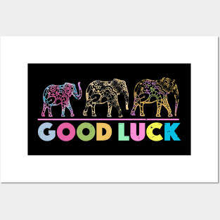 Three Elephants Trunk Up Proboscis Good Luck Posters and Art